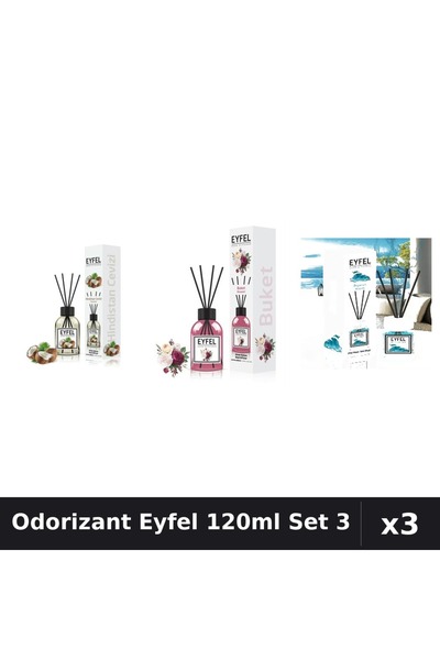Eyfel Set 3 Odorizant Camera Betisoare 120ml - Nuca Cocos, Bouquet, Ocean