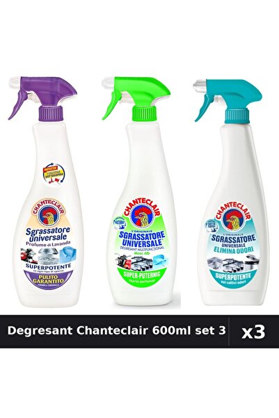 Chanteclair Set 3 Degresant Universal 600ml - Mosc Alb, Lămâie, Anti-Miros