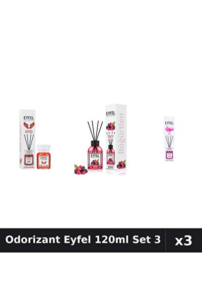 Eyfel Set 3 Odorizant Cameră Betișoare 120ml - Red Dragon, Fructe Pădure, Bub...