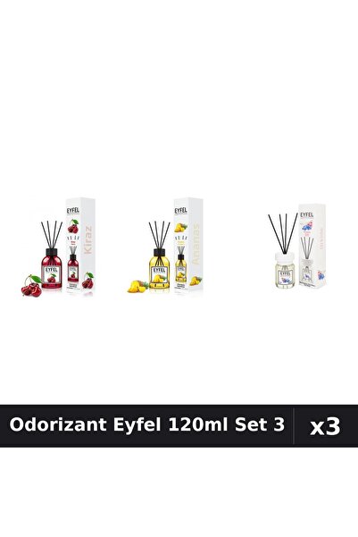 Eyfel Set 3 Odorizant Camera Betisoare 120ml - Cireșe, Ananas, Orhidee