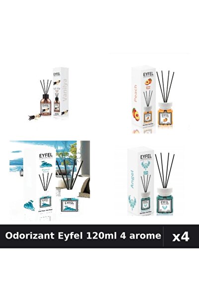 Eyfel Set 4 Odorizant Camera Betisoare 120ml - Vanilie, Piersica, Ocean, Angel
