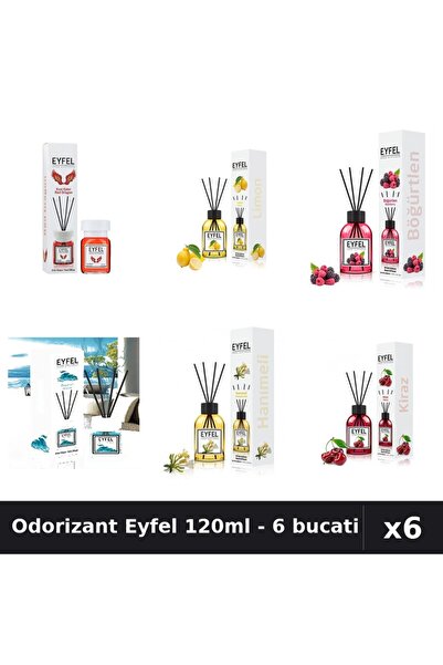 Eyfel Set 6 Odorizante Camera Betisoare - 6 Arome Asortate, 120ml Parfum