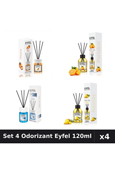 Eyfel Set 4 Odorizante Camera Betisoare, Ananas, Cool Water, Piersica, Portoc...