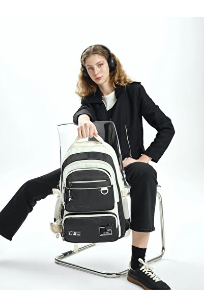Pierre Cardin 1990 Geantă școlară Impermeabilă Cu mai multe compartimente NEGRU