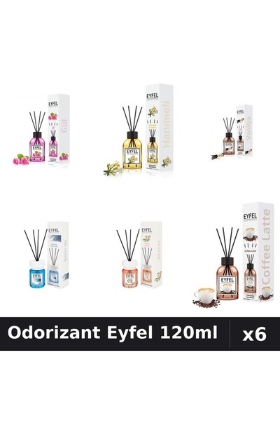 Eyfel Set 6 Odorizante Camera Betisoare - 6 Arome Asortate, 120ml Parfum