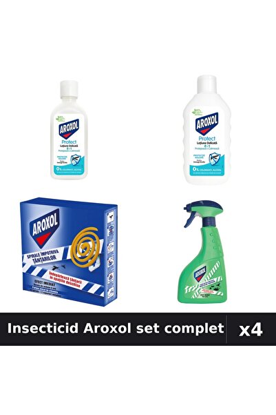 Aroxol Set 4 Insecticid - Loțiune 85ml, 200ml, Spray 400ml, Pastile 10buc - P...