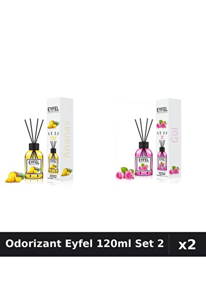 Eyfel Set 2 Odorizant Camera Betisoare 120ml - Ananas, Trandafir - Parfum