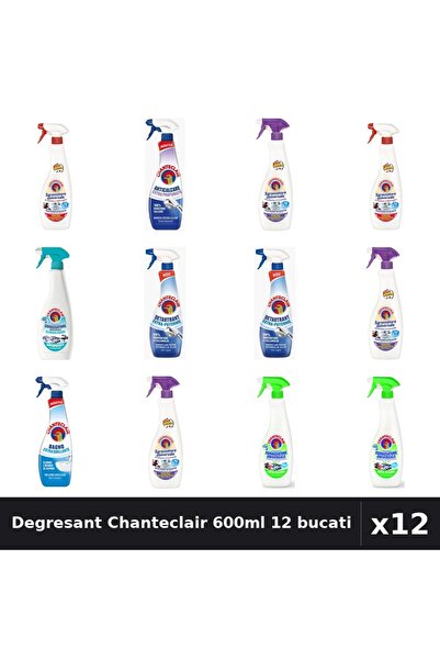 Chanteclair Set 12 Degresant Universal 600-625ml - 8 Arome, Anticalcar, Detar...