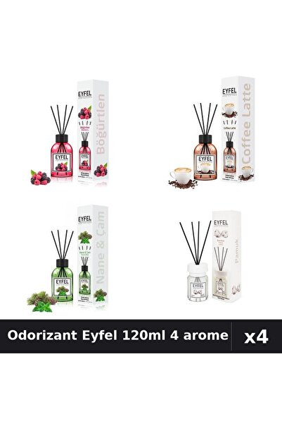 Eyfel Set 4 Odorizant Camera Betisoare 120ml - Fructe Pădure, Cafea, Pin Ment...
