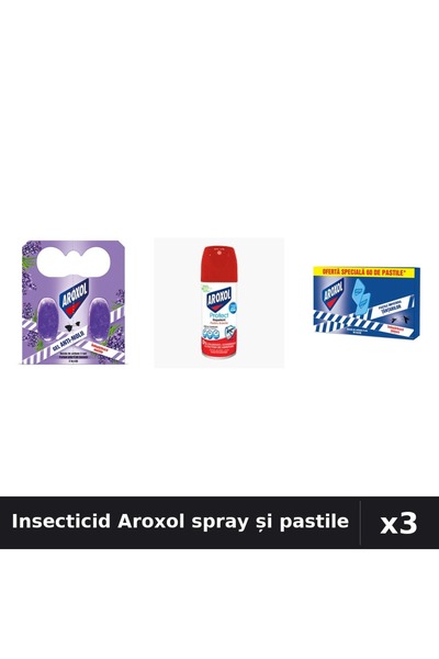Aroxol Set 3 Spray și Pastile Insecticid - Anti-Gândaci, Țânțari, Muste - 100...