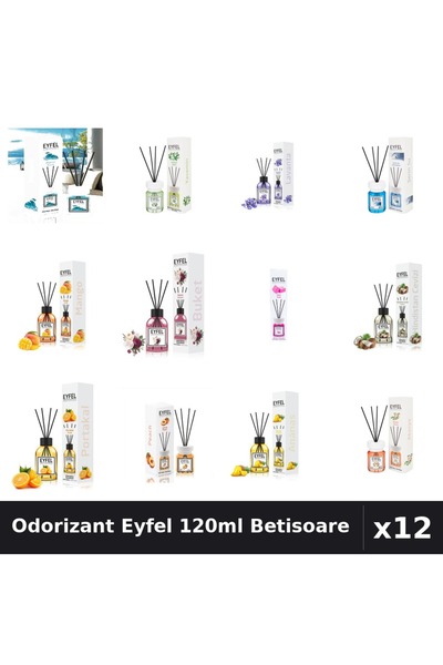 Eyfel Set 12 Odorizant Camera Betisoare - 12 Arome Asortate, 120ml Parfum