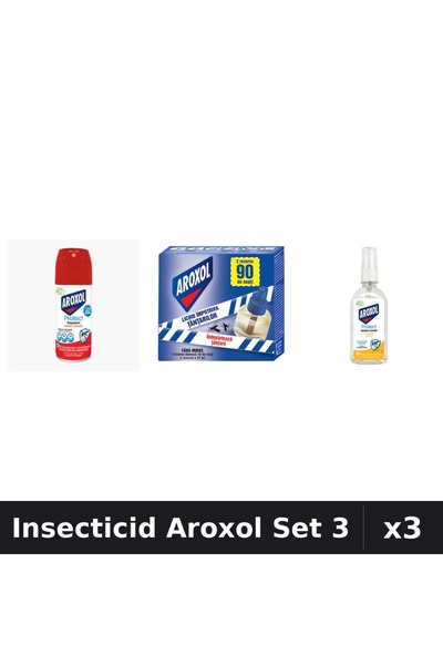 Aroxol Set 3 Insecticid - Spray 100ml, Aparat 45 nopti, Loțiune 85ml - Protecție