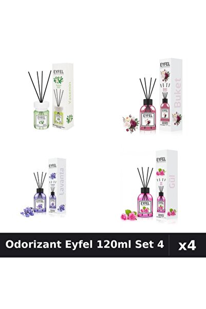 Eyfel Set 4 Odorizant Camera Betisoare 120ml - Iasomie, Bouquet, Lavanda, Tra...