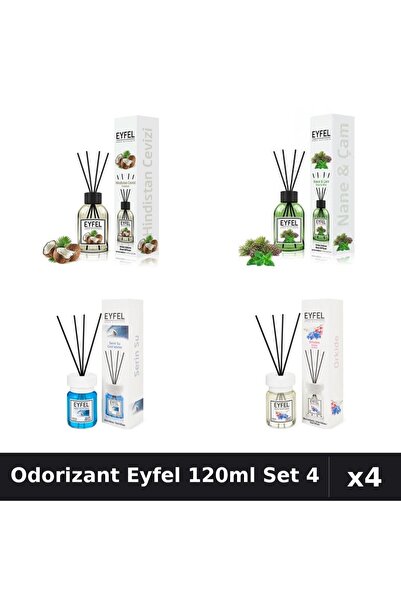 Eyfel Set 4 Odorizant Camera Betisoare 120ml - Nuca Cocos, Pin Menta, Cool Wa...