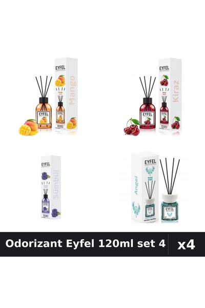 Eyfel Set 4 Odorizant Camera Betisoare 120ml - Mango, Cirese, Zambile, Angel