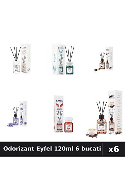 Eyfel Set 6 Odorizante Camera Betisoare - 6 Arome Asortate, 120ml Parfum