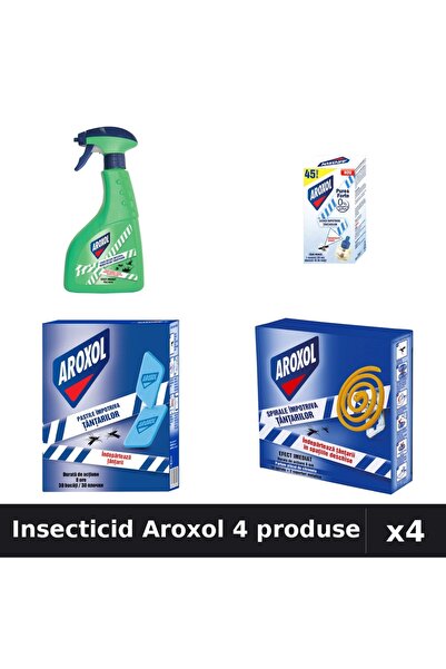 Aroxol Set 4 Insecticid - Spray 400ml, Aparat Electric, Pastile 30+10 buc