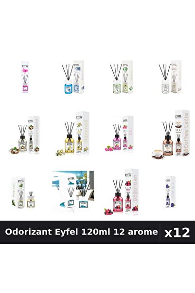 Eyfel Set 12 Odorizante Camera Betisoare 120ml - 12 Arome Asortate, Parfum In...