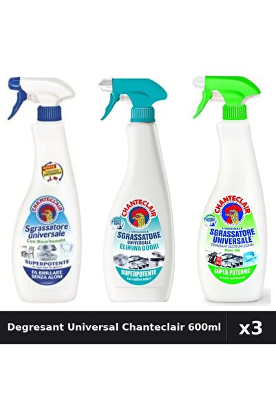 Chanteclair Set 3 Degresant Universal 600ml - Bicarbonat, Anti-Miros, Lămâie