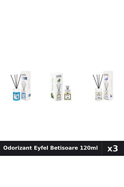 Eyfel Set 3 Odorizant Camera Betisoare 120ml - Cool Water, Lacramioare, Orhidee