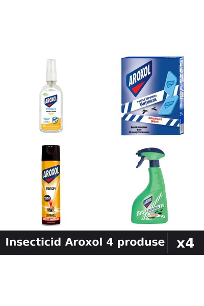 Aroxol Set 4 Insecticid - Loțiune 85ml, Pastile 30buc, Spray 400ml - Protecție
