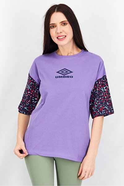 UMBRO Women Crew Neck Short Sleeve Graphic Print T Shirt, Purple