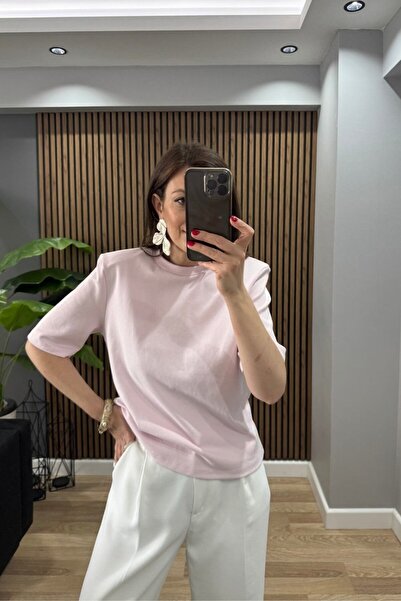 Banu Angay Padded Premium Basic T-Shirt Candy Pink