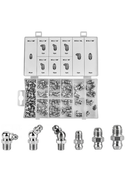zola Set nipluri gresare, 110 piese, M6/M8/M10, drepte si la 45°/90°, pentru ...