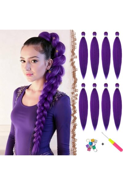 Feshfen Pre-Stretched Braiding Hair Extensions, 65 cm, 8 Pieces, Yaki Texture...
