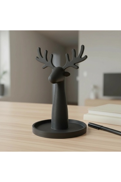 OEM Deer Shape Decorative Jewelry Organizer Stand - Black Carbon Fiber Composite