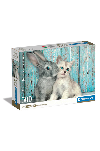 CLEMENTONI Παζλ High Quality Collection Cat And Bunny 500 τμχ - Compact Box