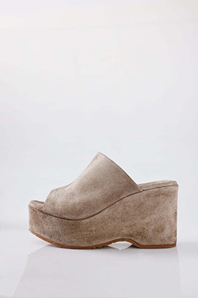 5in1Canpolat Mink Wedge Heel Slippers 26144