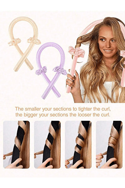 ORVILLA 2/3 Piece Set of Heatless Hair Curling Ribbon, Heatless Curling Iron, Silk Curling Ribbon, Soft Sponge Curling Ribbon for Sleeping, Sleep Curling Iron Set