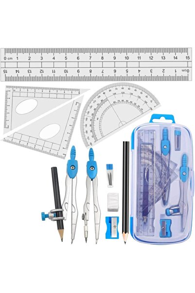Arabest Math Geometry Set,8 Pcs Starter Kit,2 Drafting Compasses,Protractor,S...