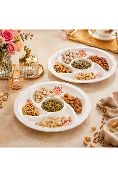 Dania 🌹   Melamine Divided Nut Plate Set with Juri Rose Patterns - 2 Plates ...