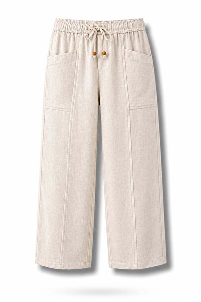 5in1Canpolat Beige Linen Blend Trousers 00177