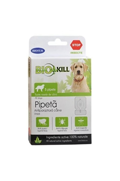 Bio Kill Tratament spot-on antiparazitar pentru câini, pachet cu 5 pipete