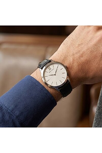PİGADO Black Leather Cord Waterproof Men's Wristwatch