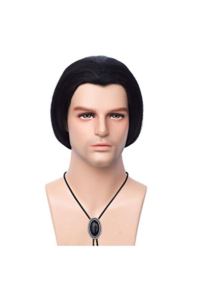 FVCENT Short Straight Black Mens 70s Vintage Vincent Vega Costume Wig 80s Hal...