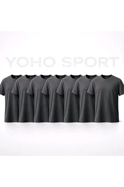 YOHO SPORT Unisex Basic Cut 100% Cotton Soft Textured Anthracite Crew Neck T-...
