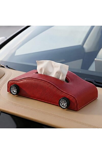 Auto Family FZE حامل مناديل على شكل سيارة، علبة مناديل من الجلد الصناعي مع قا...
