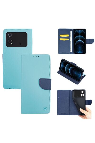 Sonique Θήκη Πορτοφόλι Trend Wallet Xiaomi Poco M4 Pro 4G Σιέλ / Σκούρο Μπλε