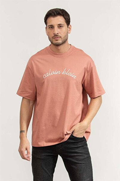 Calvin Klein Erkek SS Center Chain Stitch 16S RLXD T-Shirt – Rose