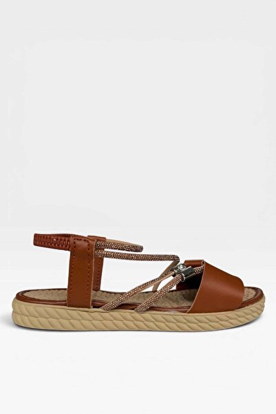Liger Women's Stone Detailed Flat Sandals Taba