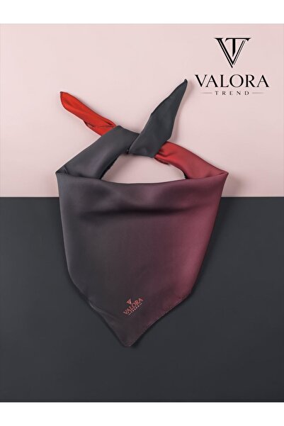 Valora Trend Siyah Kırmızı Degrade Saten Bandana – Kare Fular Saç Bandı Boyun...