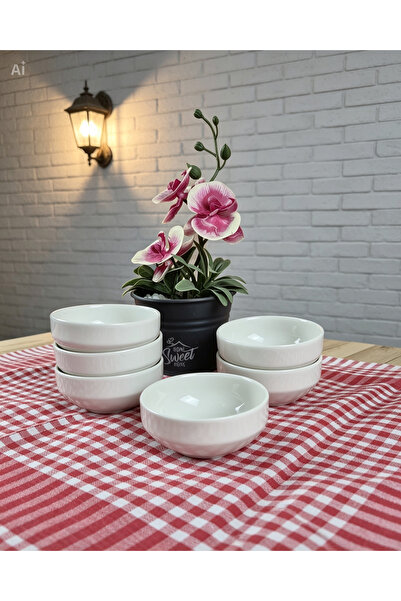 Tezyinat Wood Rüya 8 cm 6-Piece Porcelain Breakfast Presentation-Snack Bowl Set