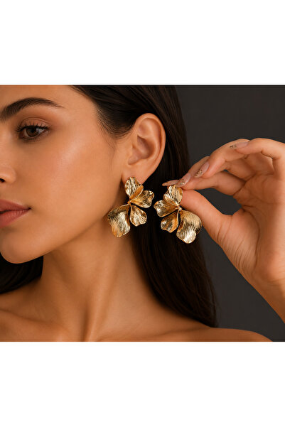 OEM Statement Earrings “Golden Blossom” – Elegant Textured Flower