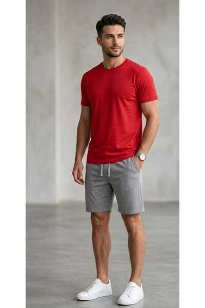 BEYAZTOPTAN Men's Cotton Combed Shorts Set - Relaxed Fit Short Sleeve T-Shirt...
