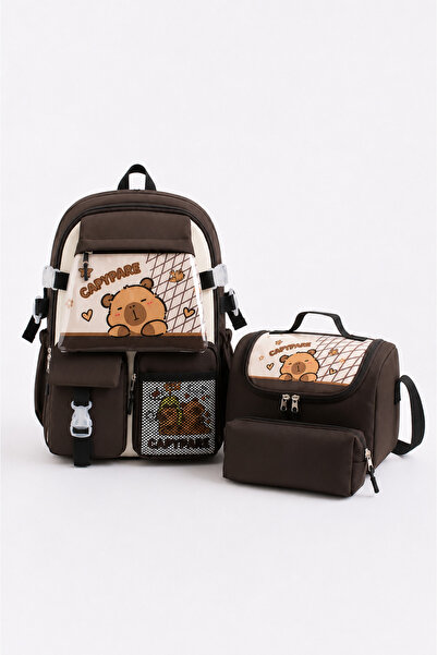 Mori School Bag Kawaii Kore Tarzı Okul Çantası 3'lü Set ( Folyolu Beslenme + ...
