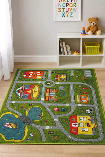 homevista.ro Children's Rug Roads and Cars for Play – Ideal for the Child's R...